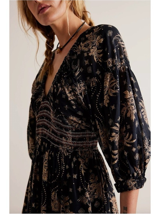 Free People Dresses & Skirts - Free People Boho Golden Hour Maxi Dress Black Combo Small NWT